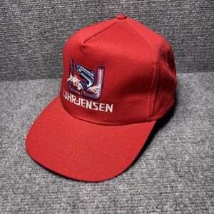 VINTAGE Luhr-Jensen Hat Cap Snap Back Red Fishing Embroidered Made USA Mens 90s